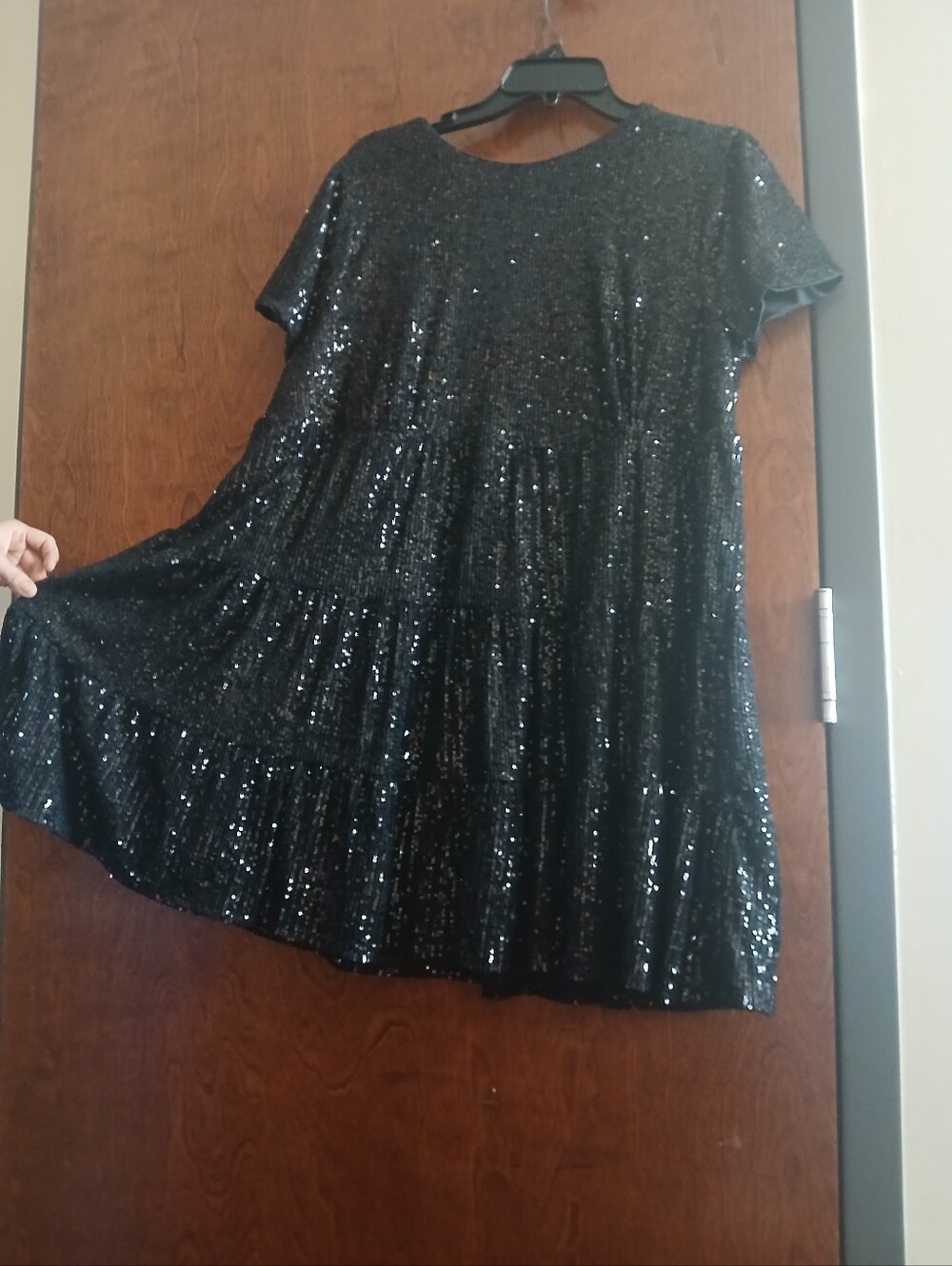 NWOT/ LULUS black sequin babydoll mini dress